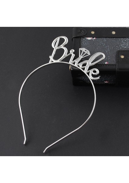 Gümüş Renk Bride Yazılı Metal Gelin Tacı Bride Taç