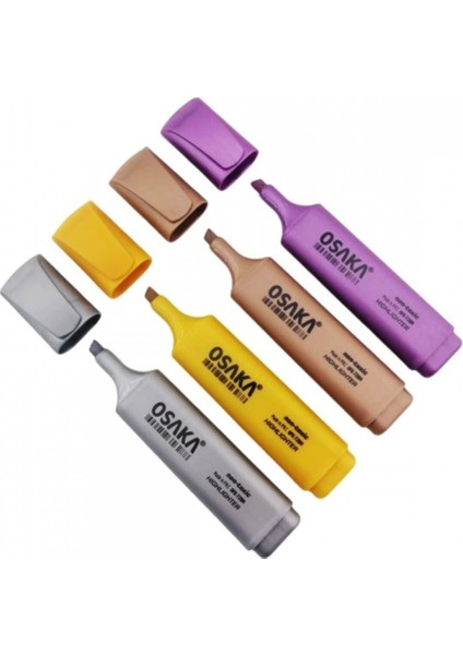 Metalik Fosforlu Kalem 4 Renk Karışık Set