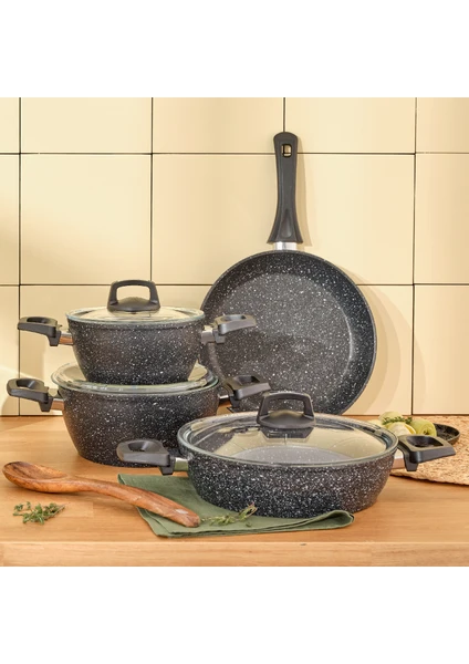 Oasis-S Granit Set Blue Star 7 Parça Tencere Seti