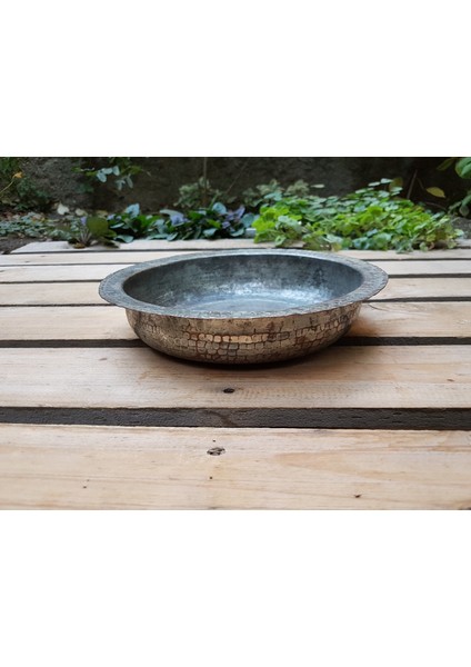 Eski Işlemeli Bakır Sahan Çap 25 cm BEG_3142