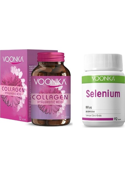 Collagen Hyaluronic Acid  Takviyesi 32 Tablet + Selenyum Takviyesi 100 Mcg 92 Tablet