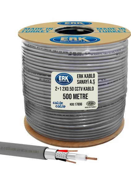 Cable Cable Kamera Kablosu 2+1 Cctv 0.50 500 mt Erk Yerli