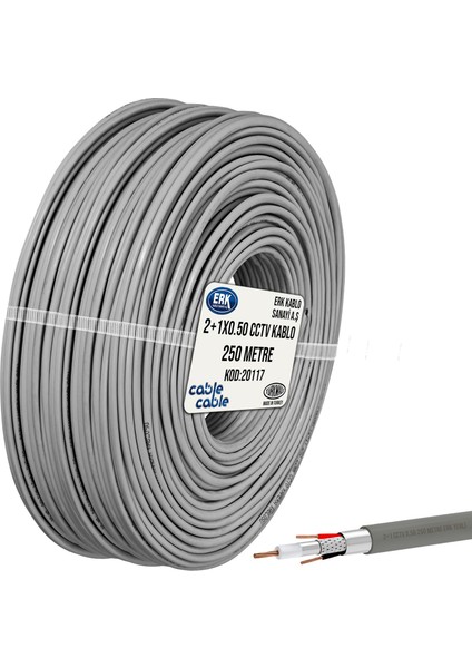 Kamera Kablosu 2+1 Cctv 0.50 250 mt Erk Yerli