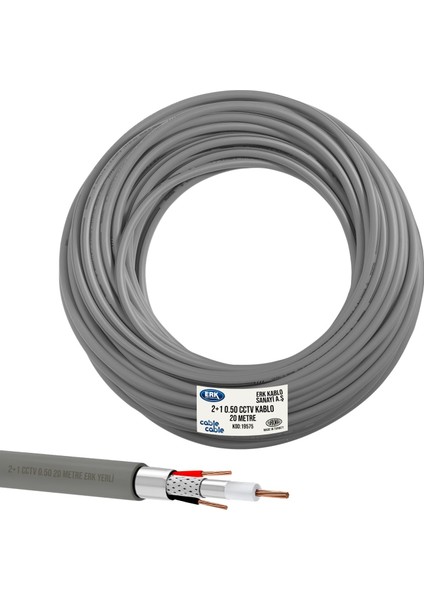 Cable Cable Kamera Kablosu 2+1 Cctv 0.50 20 mt Erk Yerli