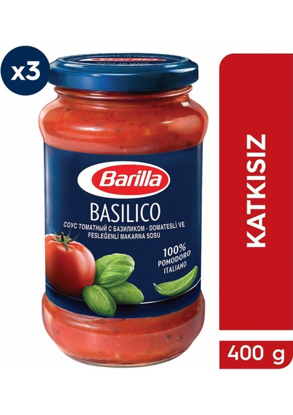 Basilico (Fesleğenli Domates) Makarna Sosu 400 gr x 3 'lü