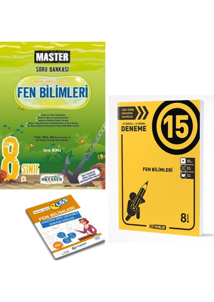 8. Sınıf Master Fen Bilimleri Soru Bankası ve Hız LGS 15'li Fen Deneme + Yerim Seni LGS