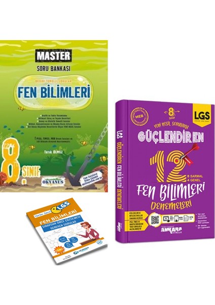 8. Sınıf Master Fen Bilimleri Soru Bankası ve Fen Güçlendiren Denemeleri + Yerim Seni LGS