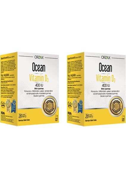 Ocean D3 Vitamini 400 Uı Sprey 20 ml X2 Adet