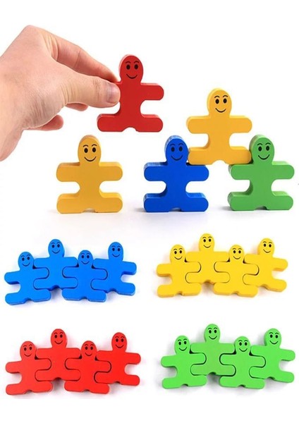 Ahşap Denge Adam Blokları Eğitici Çocuk Oyuncak Zeka Aile Dikkat Oy...