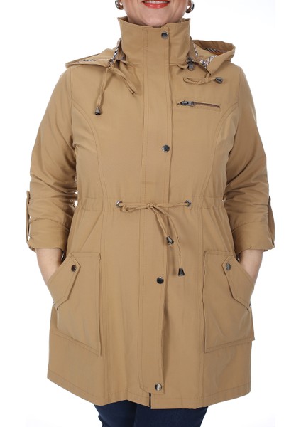 Kadın Büyük Beden Pamuklu Mevsimlik Trençkot 3019 Camel 21S32003019 fırsatları