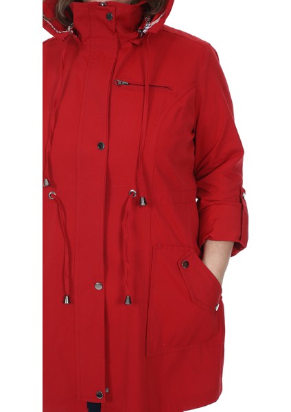 Kadın Büyük Beden Pamuklu Mevsimlik Trençkot 3019 Kırmızı/red 21S32003019 indirimleri