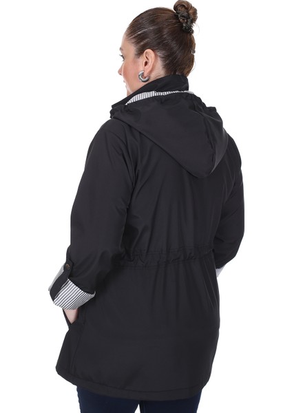 Kadın Büyük Beden Mevsimlik Trençkot 595 Siyah/black 21S32000595 fırsatları