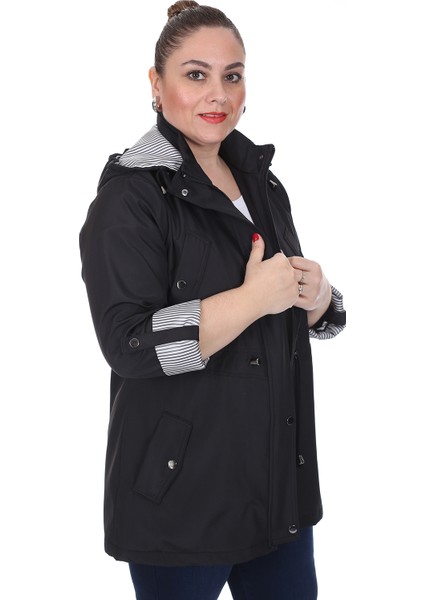 Kadın Büyük Beden Mevsimlik Trençkot 595 Siyah/black 21S32000595 fiyatları