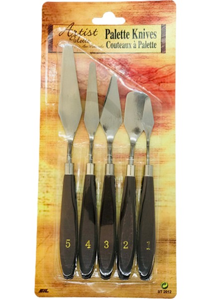 Metal Ressam Tuval Spatula ve Bıçak Seti - 5 Parça