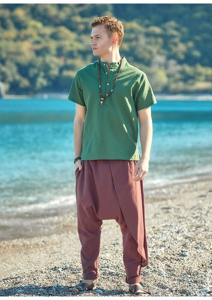 Hakim Yaka Kısa Kollu Dar Kesim Gömlek Yeşil fiyatları