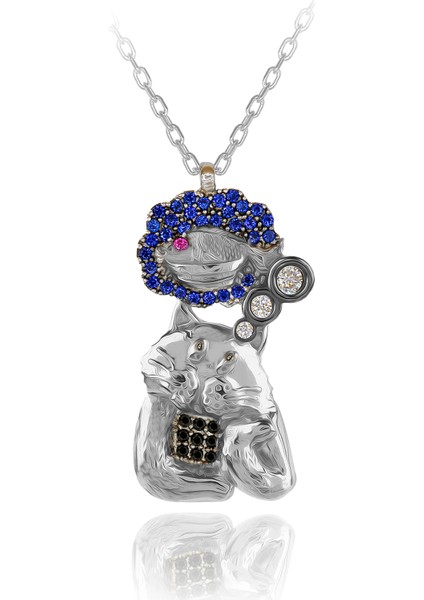 Balık Yemeyi Hayal Eden Kedi Gümüş Kolye