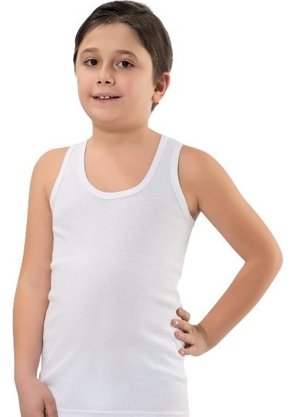Erkek Çocuk Üçlü Beyaz Penye Atlet 0124