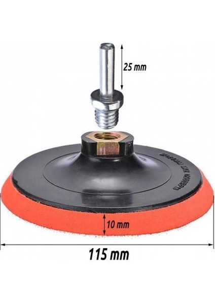 Deliksiz Cırt Zımpara Disk Tabanı Altlığı 115 mm M14 + Pim Matkap Aparatı