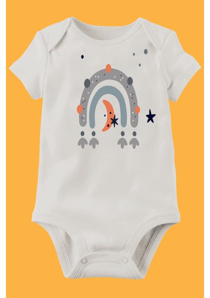 Organik Baskılı Pamuklu Unisex Bebek Body