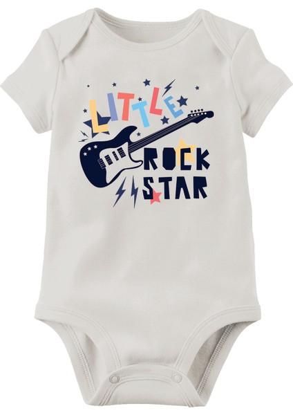 Unisex Bebek Beyaz Organik Baskılı Pamuklu Body