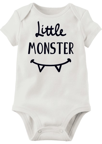 Unisex Bebek Beyaz Organik Baskılı Pamuklu Body