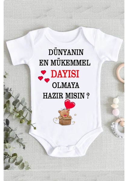 Unisex En Mükemmel Dayı Baskılı Bebek Zıbın Body