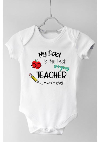 Unisex Öğretmen Babam Kısa Kol Çıtçıtlı Bebek Body Zıbın