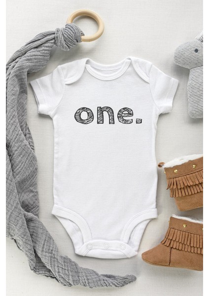 1 Yaş One Black Kısa Kol Çıtçıtlı Bebek Body