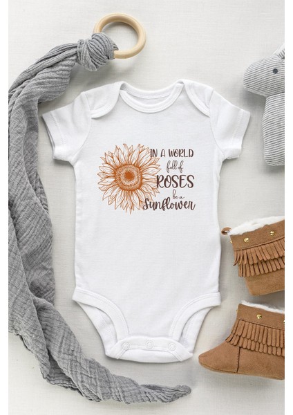 Be A Sunflower Kısa Kol Çıtçıtlı Bebek Body