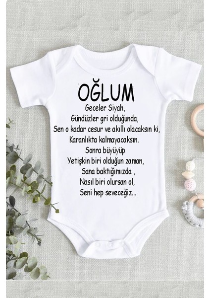 Oğlum Mesajlı Organik Baskılı Zıbın Body