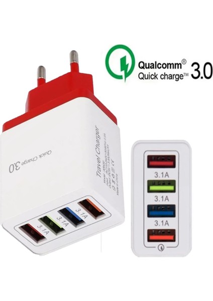 A6 Universal Çoklu Şarj Adaptörü 4 Port 48 W