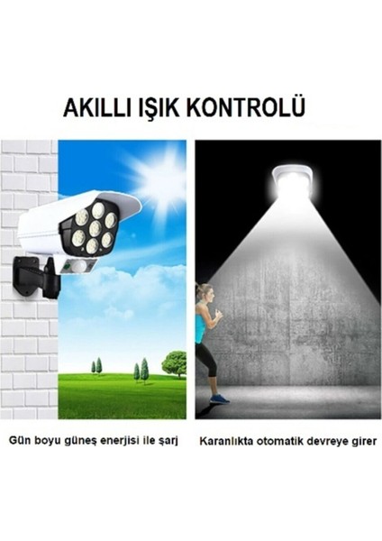 4'lü Solar Güneş Enerjili Hareket Sensörlü Güvenlik Kamerası Görünümlü