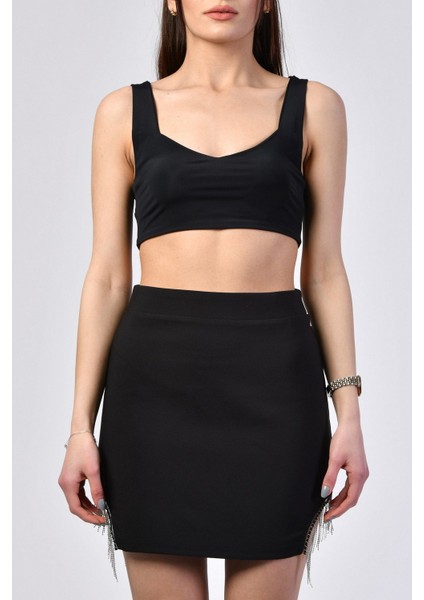Askılı Basic Top Siyah Siyah - M