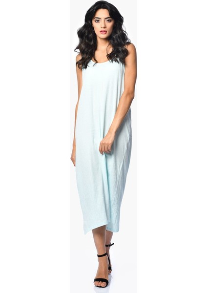 Sırt Dekolteli Maxi Elbise - Mint Mint - Xs