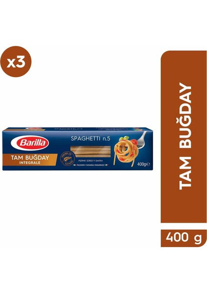 Tam Buğday Spagetti (Integrale Spaghetti) Makarna No.5 400 gr x 3 Adet