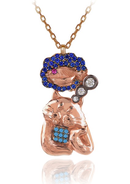 Balık Yemeyi Hayal Eden Kedi Gümüş Kolye