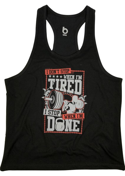 Fitness Gym Tank Top Sporcu Atleti Siyah Renk Yüksek Pamuklu Yumuşak Kumaş