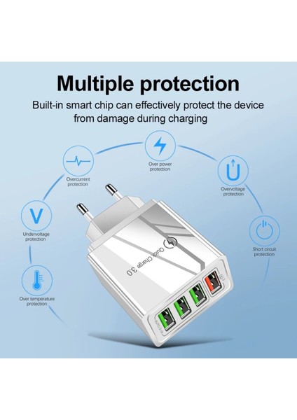 A6 Universal Çoklu Şarj Adaptörü 4 Port 48 W