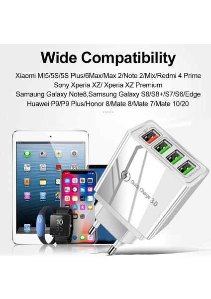 A6 Universal Çoklu Şarj Adaptörü 4 Port 48 W