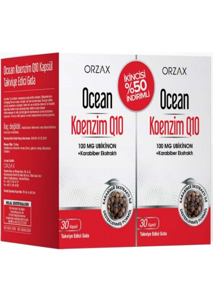 Ocean Koenzim Q10 30 Kapsül Ikili Paket