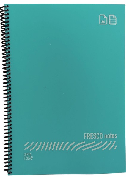 Fresco A4 Plastik Kapak 80 Yaprak Kareli Spiralli Defter Pastel Yeşil