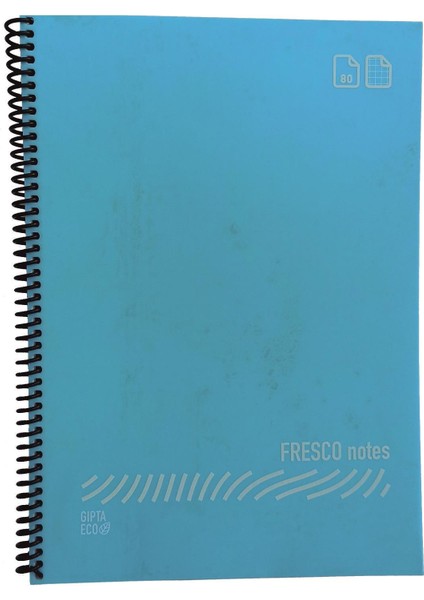 Fresco A4 Plastik Kapak 80 Yaprak Çizgili Spiralli Defter Açık Mavi