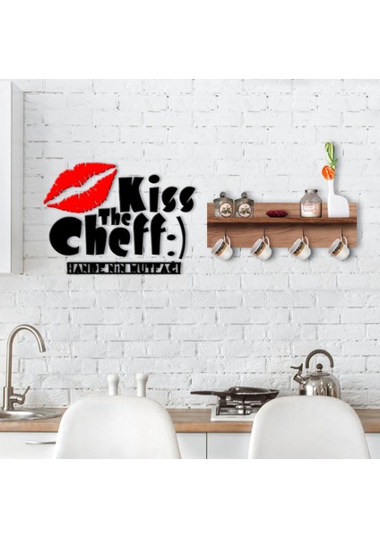 Gift Doğal Ahşap Raflı Dekoratif Fincan Askılığı ve Isme Özel Mutfak Duvar Süsü-2