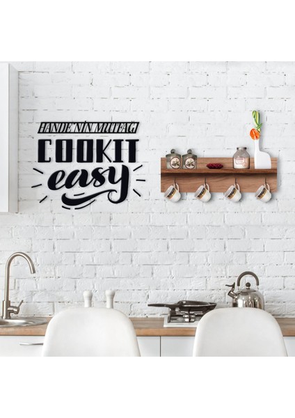 Gift Doğal Ahşap Raflı Dekoratif Fincan Askılığı ve Isme Özel Mutfak Duvar Süsü-4