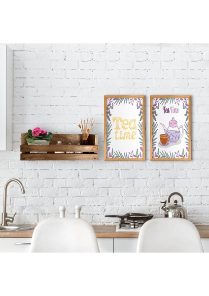 Gift Dekoratif Doğal Ahşap Raf ve 2’li Mutfak Konseptli Ahşap Tablo-10