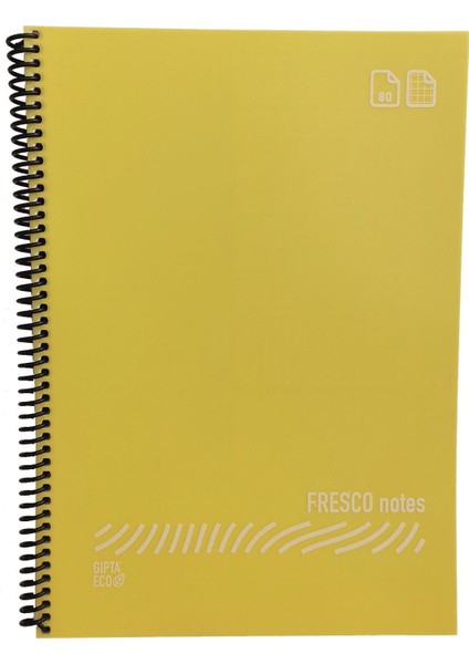 Fresco A4 Plastik Kapak 80 Yaprak Çizgili Spiralli Defter Sarı