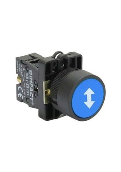 22 mm Mavi Tabanlı Çift Yönlü Ok Yaylı Plastik Buton 250V AC/3A (IP44) Lay5 EA61