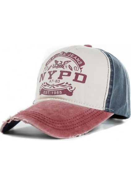 Nypd Cap Şapka Eskitme Bordo Şapka