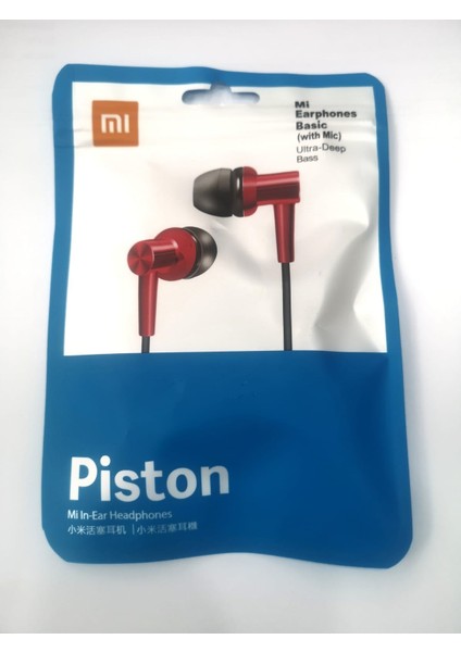 Mi Earphones Basic Ultra Deep Bass Piston 3.5 mm Streo Kulaklık Kırmızı