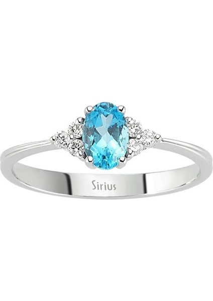 Pırlanta ve Oval Mavi Topaz Taşlı Yüzük 0417R0098